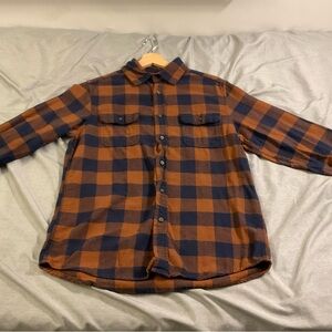 Men's Brown and Blue Checkered Shirt